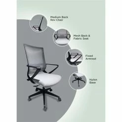 New 🔥 Atlin Designs 45" Adjustable Modern Plastic Office Chair In White/Black 👍 -Deals Writing Desks Store 2503794 6 L