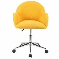 Best deal ❤️ WHI Millie Modern Fabric Upholstered/Metal Office Chair In Mustard Yellow 💯 -Deals Writing Desks Store 2513849 2 L