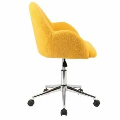 Best deal ❤️ WHI Millie Modern Fabric Upholstered/Metal Office Chair In Mustard Yellow 💯 -Deals Writing Desks Store 2513849 3 L