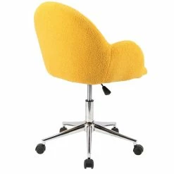 Best deal ❤️ WHI Millie Modern Fabric Upholstered/Metal Office Chair In Mustard Yellow 💯 -Deals Writing Desks Store 2513849 4 L