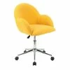 Best deal ❤️ WHI Millie Modern Fabric Upholstered/Metal Office Chair In Mustard Yellow 💯 -Deals Writing Desks Store 2513849 L