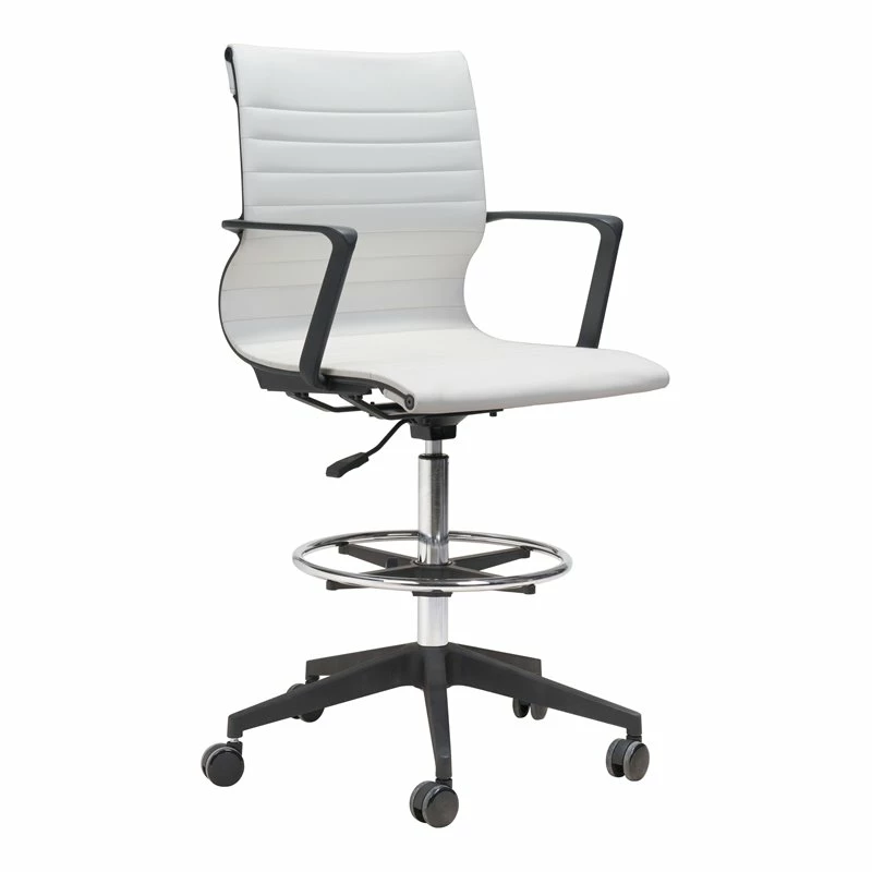 Outlet 🎁 ZUO Stacy Modern Steel Metal And Polyurethane Drafter Office Chair In White ❤️ 3 Outlet 🎁 ZUO Stacy Modern Steel Metal And Polyurethane Drafter Office Chair In White ❤️
