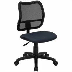 Discount 🛒 UrbanPro Mid Back Mesh Office Chair With Navy Blue Fabric Seat ✨