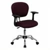 Discount 🔥 UrbanPro Mid-Back Mesh Office Swivel Chair With Arms In Burgundy 👍 -Deals Writing Desks Store 2516696 L
