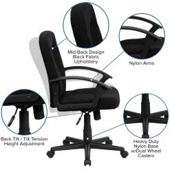 Deals 😍 UrbanPro Mid Back Office Chair With Nylon Arms In Black ✔️ -Deals Writing Desks Store 2516742 5 L