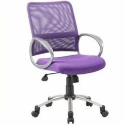 Outlet 🥰 UrbanPro Contemporary Fabric Mesh Back With Pewter Task Office Chair In Purple 🔔