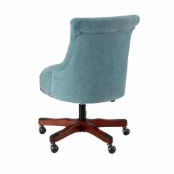 Cheapest 🤩 UrbanPro Wood Upholstered Office Chair In Aqua Blue ⌛ -Deals Writing Desks Store 2516810 2 L