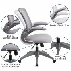 Outlet 😉 UrbanPro Contemporary Mesh Swivel Office Chair In Gray 😉 -Deals Writing Desks Store 2516858 5 L