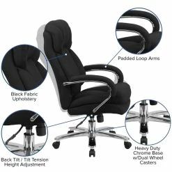 Wholesale 🥰 UrbanPro Big And Tall Fabric Swivel Office Chair In Black 👍 -Deals Writing Desks Store 2516871 5 L
