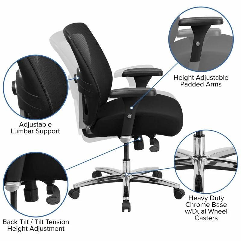 New 😉 UrbanPro Contemporary Big And Tall Swivel Office Chair In Black ✨ 7 New 😉 UrbanPro Contemporary Big And Tall Swivel Office Chair In Black ✨ - Image 5