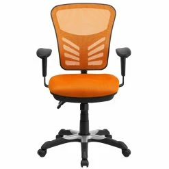 New 🎁 UrbanPro Contemporary Mid Back Mesh Swivel Office Chair In Orange 💯 -Deals Writing Desks Store 2516884 3 L