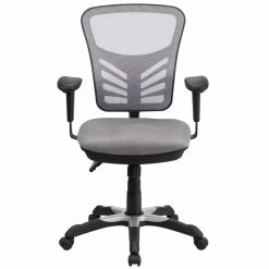Promo 🥰 UrbanPro Contemporary Mid Back Mesh Swivel Office Chair In Gray ✨ -Deals Writing Desks Store 2516886 3 L