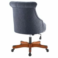 Deals ❤️ UrbanPro Wood Upholstered Office Chair In Dark Blue 👏 -Deals Writing Desks Store 2516919 7 L