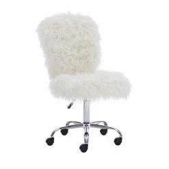 Best reviews of ๐ UrbanPro Faux Fur Upholstered Armless Office Task Chair In Cream White ๐งจ