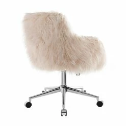 Coupon 🛒 UrbanPro Contemporary Faux Fur Swivel Office Chair In Pink 😀 -Deals Writing Desks Store 2516929 16 L