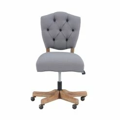 Best Pirce 😉 UrbanPro Wood Upholstered Swivel Office Chair In Gray 🤩 -Deals Writing Desks Store 2516930 18 L
