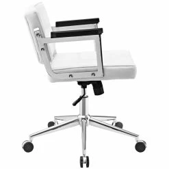 Flash Sale 👍 UrbanPro Modern Mid Back Upholstered Faux Leather Office Chair In White 🔔 -Deals Writing Desks Store 2516935 2 L