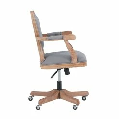 Flash Sale 👏 UrbanPro Farmhouse Wood Upholstered Office Chair Light Gray ⌛ -Deals Writing Desks Store 2516936 11 L 1