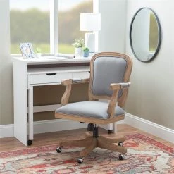 Flash Sale 👏 UrbanPro Farmhouse Wood Upholstered Office Chair Light Gray ⌛ -Deals Writing Desks Store 2516936 15 L