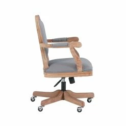 Flash Sale 👏 UrbanPro Farmhouse Wood Upholstered Office Chair Light Gray ⌛ -Deals Writing Desks Store 2516936 6 L
