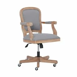 Flash Sale 👏 UrbanPro Farmhouse Wood Upholstered Office Chair Light Gray ⌛ -Deals Writing Desks Store 2516936 9 L