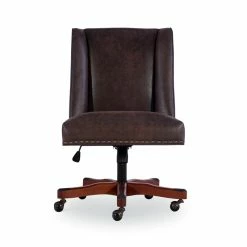 Cheapest ❤️ UrbanPro Wood Upholstered Office Chair In Brown 👏 -Deals Writing Desks Store 2516939 2 L