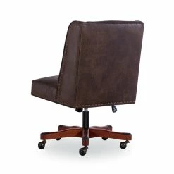 Cheapest ❤️ UrbanPro Wood Upholstered Office Chair In Brown 👏 -Deals Writing Desks Store 2516939 4 L