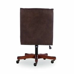 Cheapest ❤️ UrbanPro Wood Upholstered Office Chair In Brown 👏 -Deals Writing Desks Store 2516939 5 L