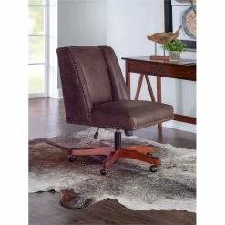 Cheapest ❤️ UrbanPro Wood Upholstered Office Chair In Brown 👏 -Deals Writing Desks Store 2516939 6 L