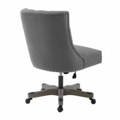 New 🔥 UrbanPro Wood Upholstered Office Chair In Light Gray 👍 -Deals Writing Desks Store 2516959 1 L