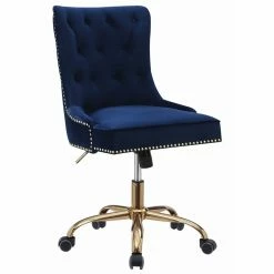 Best deal 😉 UrbanPro Velvet Tufted Swivel Adjustable Office Chair In Blue And Brass 💯