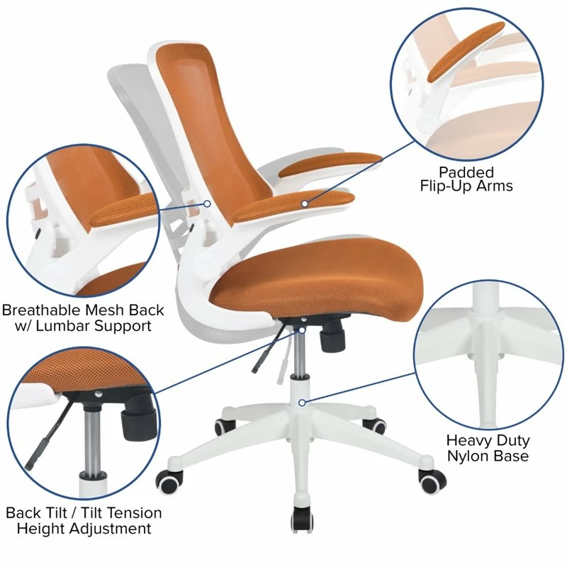 New 🥰 UrbanPro Contemporary Mid Back Mesh Office Swivel Chair In Tan And White 😀 7 New 🥰 UrbanPro Contemporary Mid Back Mesh Office Swivel Chair In Tan And White 😀 - Image 5
