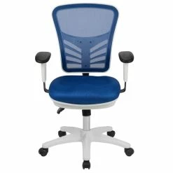 Outlet 👏 UrbanPro Mid Back Executive Mesh Office Swivel Chair In Blue And White 💯 -Deals Writing Desks Store 2517006 2 L