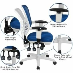 Outlet 👏 UrbanPro Mid Back Executive Mesh Office Swivel Chair In Blue And White 💯 -Deals Writing Desks Store 2517006 7 L
