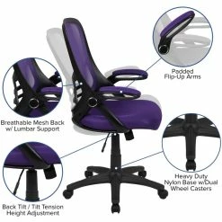 Promo 🔥 UrbanPro Contemporary High-Back Ergonomic Mesh Office Swivel Chair In Purple 🎁 23 Promo 🔥 UrbanPro Contemporary High-Back Ergonomic Mesh Office Swivel Chair In Purple 🎁 -Deals Writing Desks Store 2517011 7 L