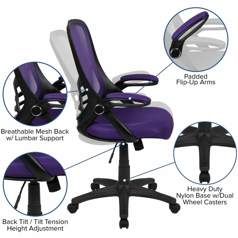 Promo 🔥 UrbanPro Contemporary High-Back Ergonomic Mesh Office Swivel Chair In Purple 🎁 12 Promo 🔥 UrbanPro Contemporary High-Back Ergonomic Mesh Office Swivel Chair In Purple 🎁 - Image 10