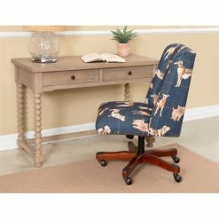 Hot Sale 🔔 UrbanPro Wood Upholstered Office Chair In Blue ⌛ -Deals Writing Desks Store 2517021 1 L