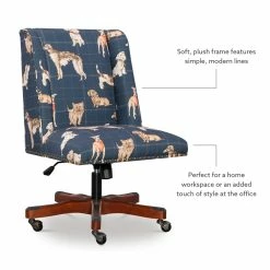 Hot Sale 🔔 UrbanPro Wood Upholstered Office Chair In Blue ⌛ -Deals Writing Desks Store 2517021 14 L