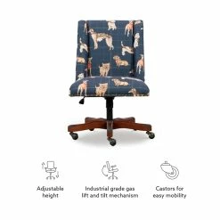 Hot Sale 🔔 UrbanPro Wood Upholstered Office Chair In Blue ⌛ -Deals Writing Desks Store 2517021 17 L