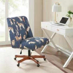 Hot Sale 🔔 UrbanPro Wood Upholstered Office Chair In Blue ⌛ -Deals Writing Desks Store 2517021 8 L