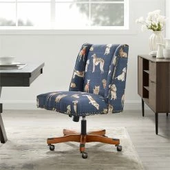 Hot Sale 🔔 UrbanPro Wood Upholstered Office Chair In Blue ⌛ -Deals Writing Desks Store 2517021 9 L