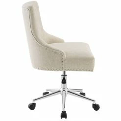 Coupon 🛒 UrbanPro UrbanPro Button Tufted Upholstered Swivel Office Chair In Beige ⭐ -Deals Writing Desks Store 2517027 11 L
