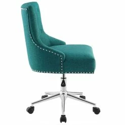 Outlet ✔️ UrbanPro UrbanPro Button Tufted Upholstered Swivel Office Chair In Teal 🌟 -Deals Writing Desks Store 2517028 11 L
