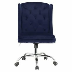 Best deal 🥰 UrbanPro Traditional Office Chair In Midnight Blue Velvet 👍 -Deals Writing Desks Store 2517042 8 L