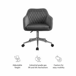 Best deal ⭐ UrbanPro Upholstered Quilted Office Chair In Gray ✔️ -Deals Writing Desks Store 2517048 14 L