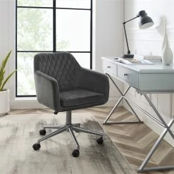 Best deal ⭐ UrbanPro Upholstered Quilted Office Chair In Gray ✔️ -Deals Writing Desks Store 2517048 8 L