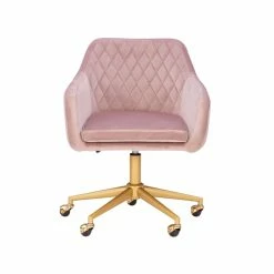 Flash Sale 🎉 UrbanPro Upholstered Quilted Office Chair In Pink 😍 -Deals Writing Desks Store 2517049 12 L