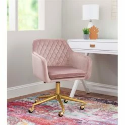 Flash Sale 🎉 UrbanPro Upholstered Quilted Office Chair In Pink 😍 -Deals Writing Desks Store 2517049 21 L