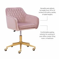 Flash Sale 🎉 UrbanPro Upholstered Quilted Office Chair In Pink 😍 -Deals Writing Desks Store 2517049 23 L