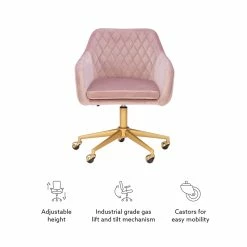 Flash Sale 🎉 UrbanPro Upholstered Quilted Office Chair In Pink 😍 -Deals Writing Desks Store 2517049 26 L